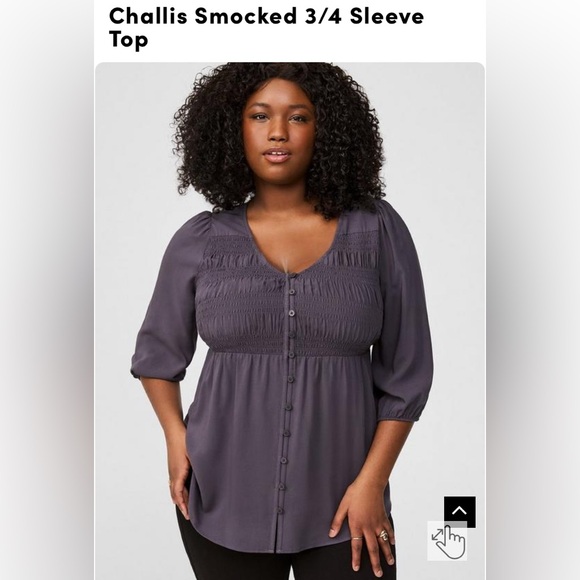 Torrid Challis smock 3/4 sleeves v-neckline button down! Size 3 - Picture 12 of 17